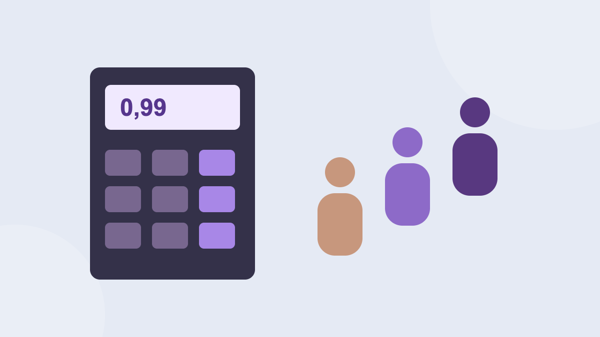 Illustration d’une calculatrice et de trois tailles d’équipe