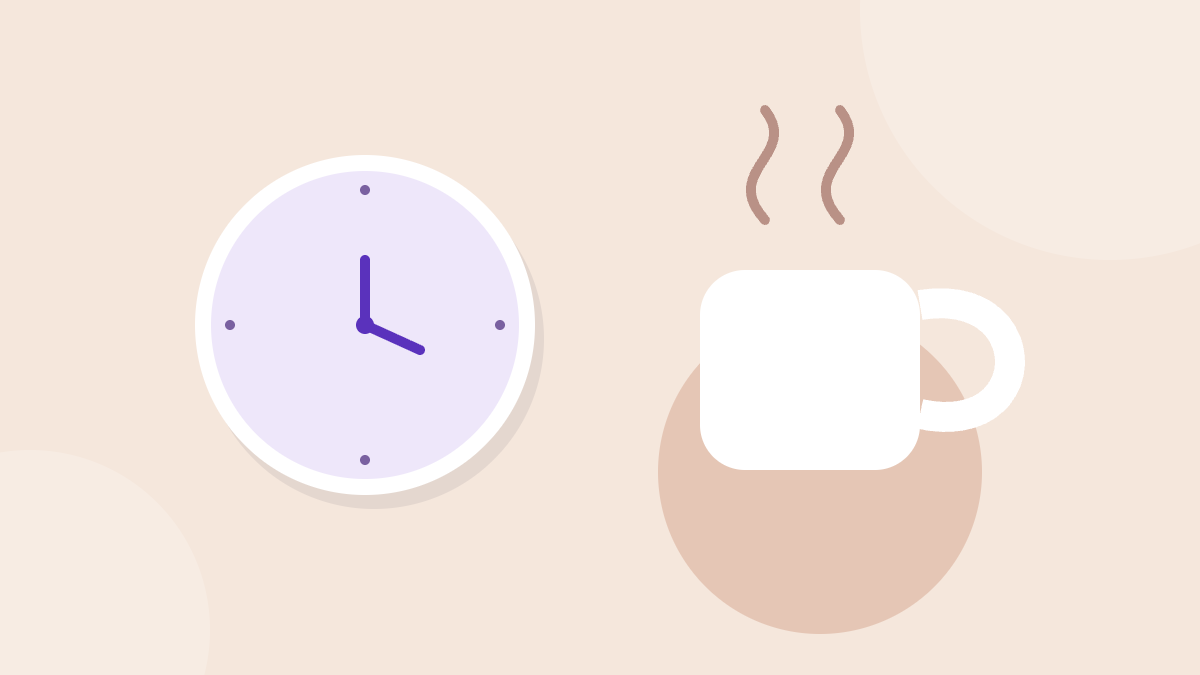 Illustration d’une tasse et d’une horloge pendant une pause